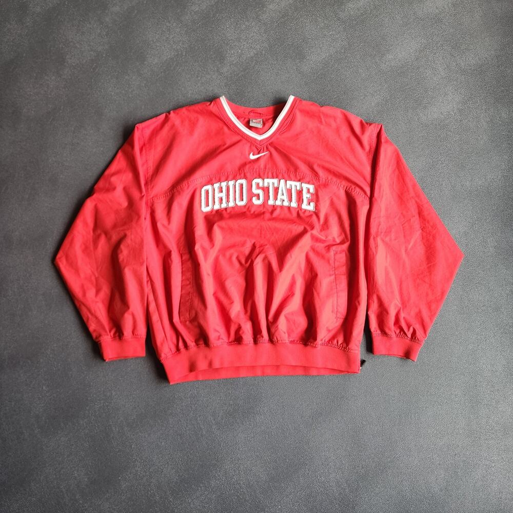 Vintage Ohio State Buckeyes Nike Center Swoosh Red Windbreaker Jacket XL